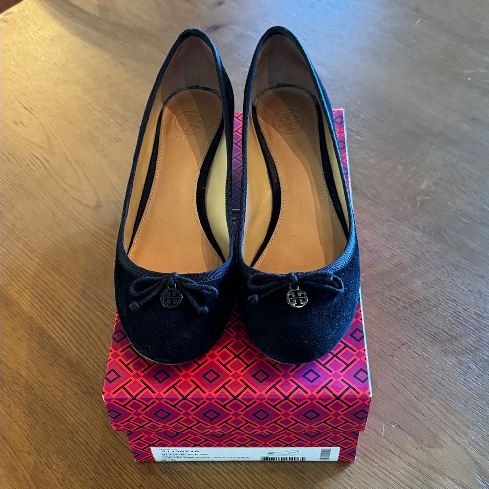 Tory Burch Black SoHo Lux Suede Wedge